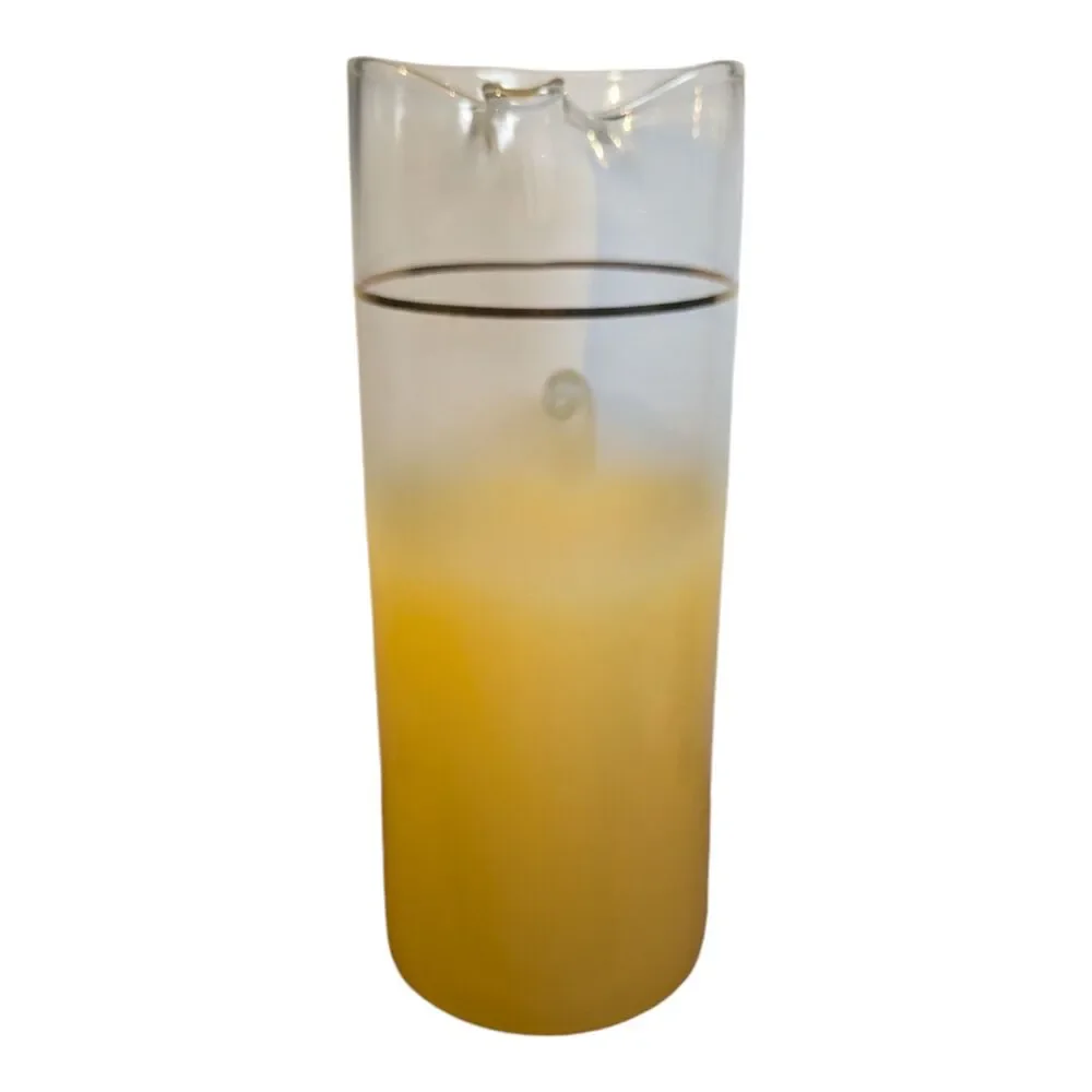 BLENDO Martini Pitcher Glass Vintage1950s Satin Mist Frosted Yellow 11.25